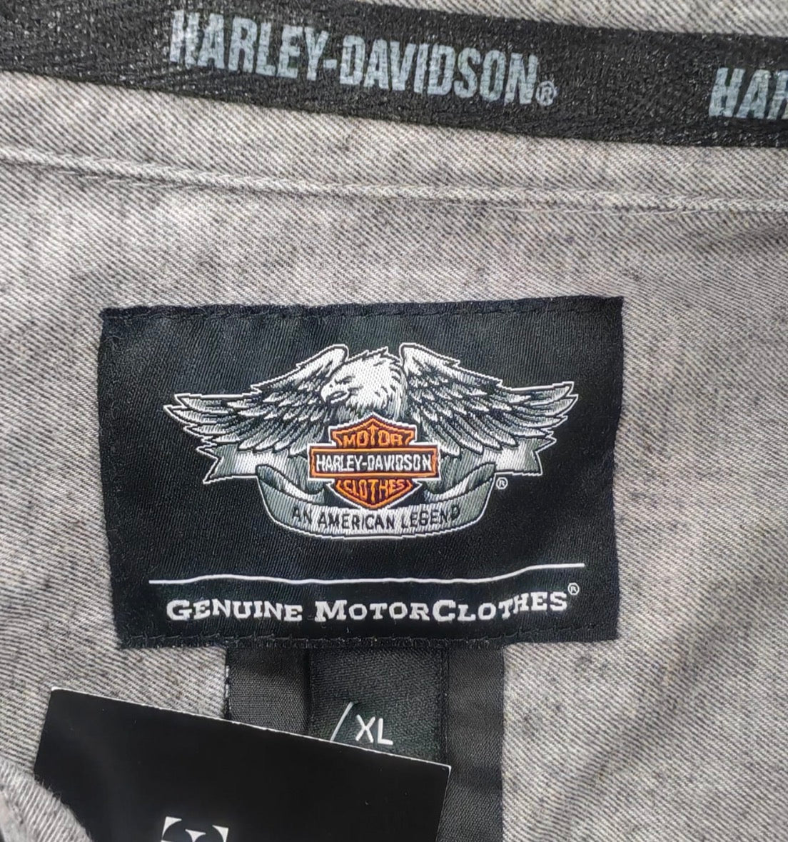 Camicia Harley-Davidson a Maniche Corte Stile Workwear con Maxy Grafica - Grigio Chiaro (Taglia XL)