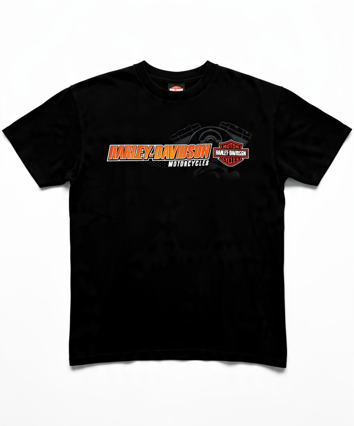 T-Shirt Harley-Davidson Motorcycles Vintage con Grafica Motore - Nero (Taglia L)