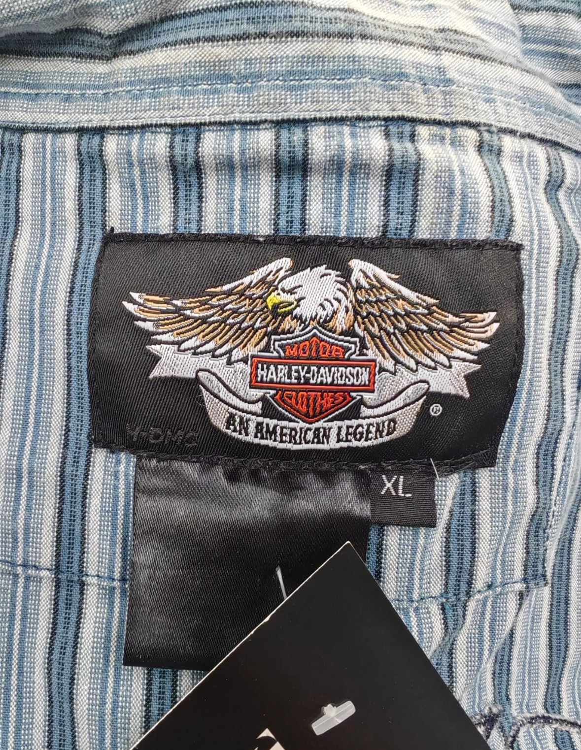 Camicia Harley-Davidson a Maniche Corte a Righe - Blu e Bianco (Taglia XL)