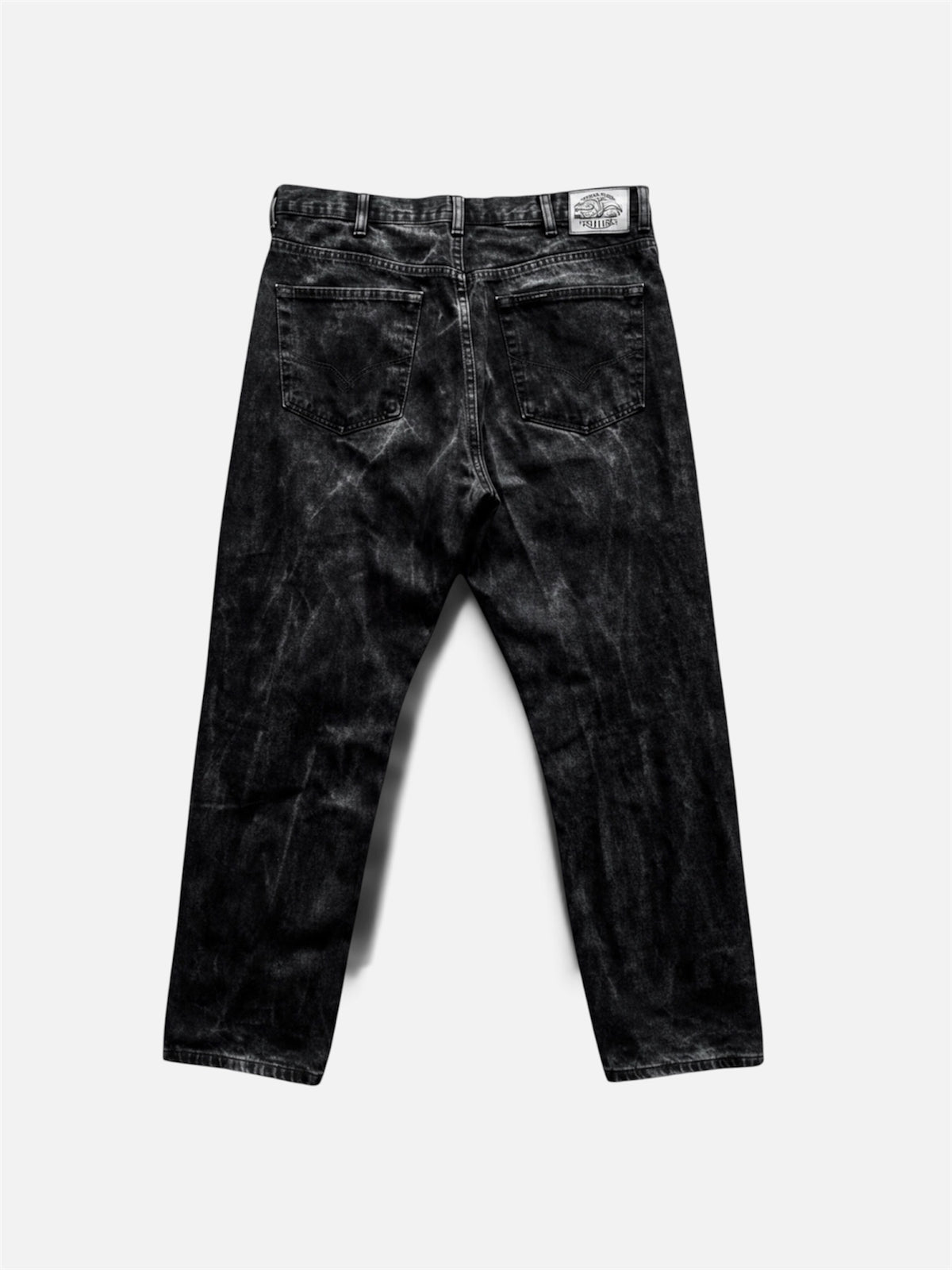 Jeans Harley-Davidson Vintage Acid Wash / Effetto Marmorizzato - Grigio Scuro (Taglia W38 L32)