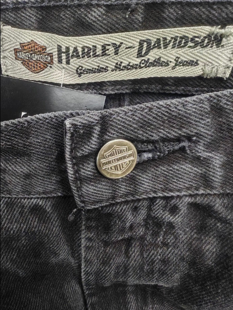 Jeans Harley-Davidson Vintage Acid Wash / Effetto Marmorizzato - Grigio Scuro (Taglia W38 L32)